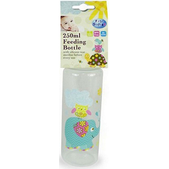 First Steps Patchwork 0+ kojenecká láhev Slon 250 ml