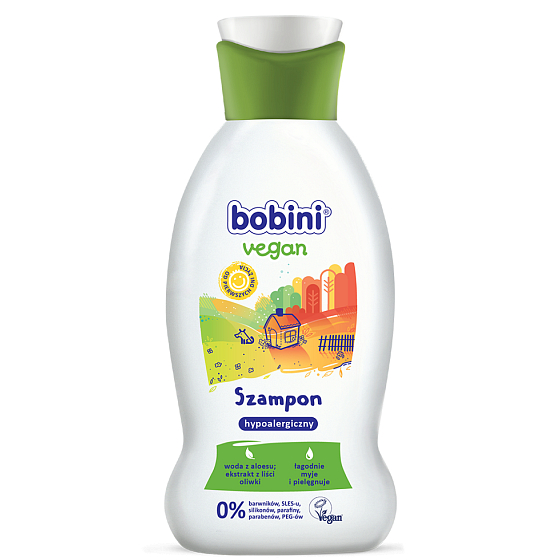 Bobini Vegan hypoalergenní šampon na vlasy pro děti od 1. dne narození 200 ml