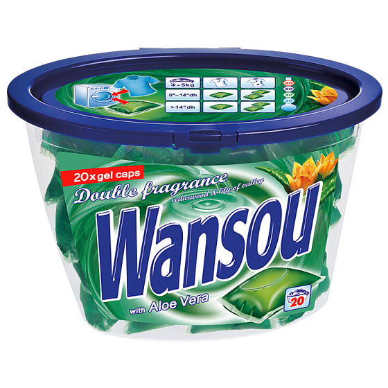 Wansou Double Fragrance Aloe Vera gelové kapsle s výtažky Aloe Vera 20 kusů