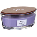 WoodWick Lavender Spa - Levandulové lázně vonná svíčka s dřevěným širokým knotem a víčkem sklo loď 453 g