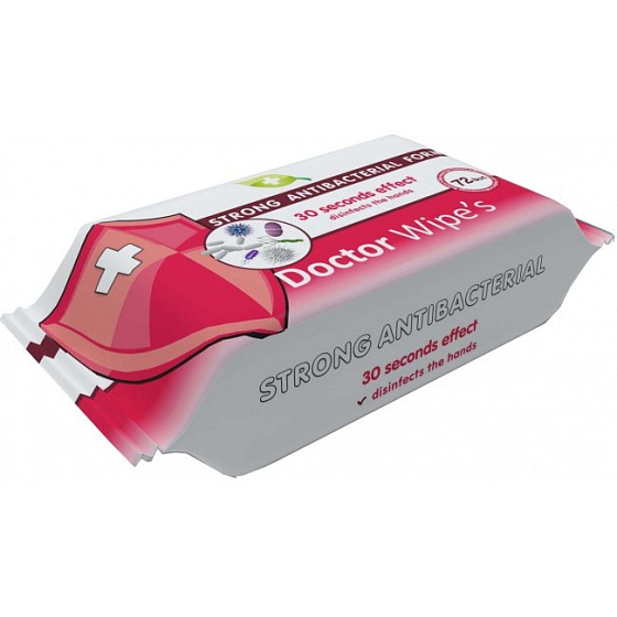 Doctor Wipes Antibacterial s obsahem chlorexidinu vlhčené antibakteriální ubrousky 72 kusů