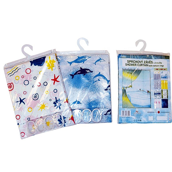 Clanax Sprchový závěs s kroužky 180 x 180 cm 1 kus různé motivy