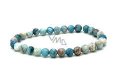 Bransoletka Larimar elastyczna naturalny kamień, kuleczka 6 mm / 16 - 17 cm, kamień Atlantydy