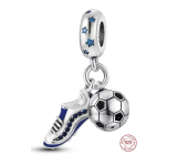 Zawieszka ze srebra próby 925 Piłka nożna, piłka i buty 2w1, charms do bransoletki sport