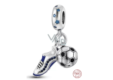 Zawieszka ze srebra próby 925 Piłka nożna, piłka i buty 2w1, charms do bransoletki sport