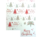 Niekupiony Papier do pakowania z dziurkami 0,7 x 2 m, BVC Classic biały czerwony napis Merry Christmas