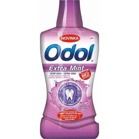Odol Extra Mint ústní voda bez alkoholu 500 ml