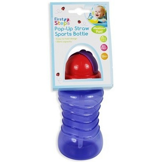 First Steps 12+ láhev s brčkem pro děti fialová 310 ml