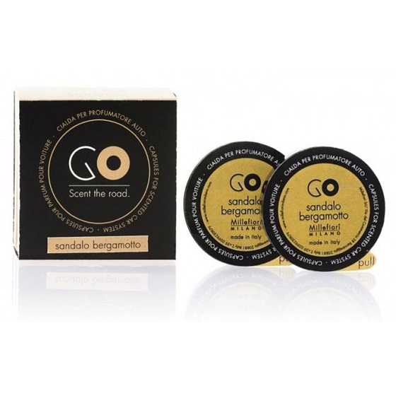 Millefiori Milano Go Sandalo Bergamotto - Santálové dřevo a Bergamot vůně do auta náhradní náplň, voní až 2 měsíce 2 kusy x 13 g