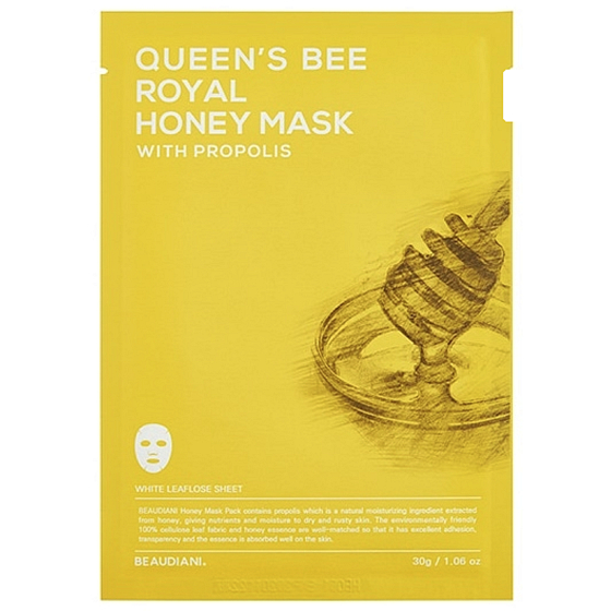 Beaudiani Mateří kašička pečující textilní medová maska na obličej s obsahem propolisu a extraktu z eukalyptových listů 30 g