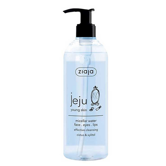Ziaja Jeju Woda micelarna bez perfumacji do twarzy, oczu i ust z działaniem przeciwzapalnym i antybakteryjnym 390 ml