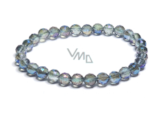 Kryształ Aqua aura niebieski fasetowany półpolerowany, bransoletka elastyczna naturalny kamień, kuleczka 6 mm / 16 - 17 cm, kamień kamień