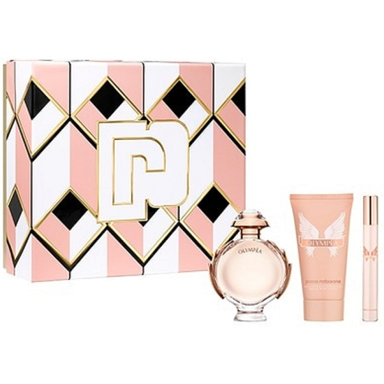 Paco Rabanne Olympea parfémovaná voda 50 ml + tělové mléko 75 ml + parfémovaná voda 10 ml miniatura, dárková sada pro ženy