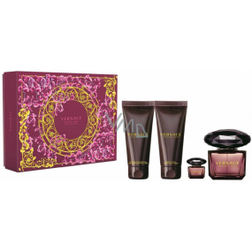 Versace Crystal Noir toaletní voda 90 ml + tělové mléko 100 ml + sprchový gel 100 ml + toaletní voda 5 ml miniatura, dárková sada pro ženy