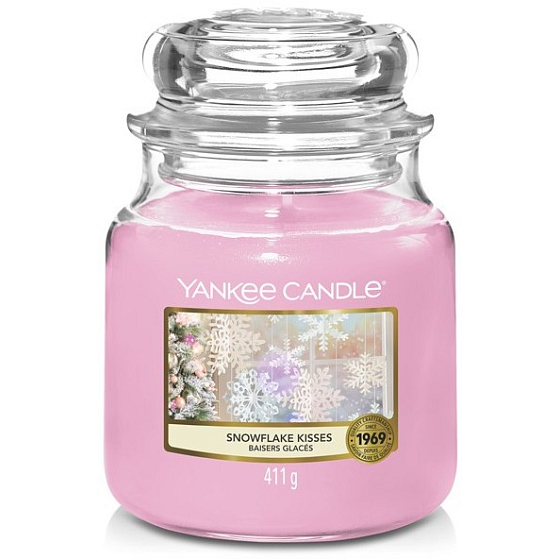 Yankee Candle Snowflake Kisses - Polibky sněhové vločky vonná svíčka Classic střední sklo 411 g