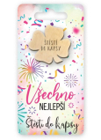 Niekupiony Kieszonkowy Obiekt Czterolistna Koniczynka Wszystkiego Najlepszego, Szczęście do kieszeni 6 x 12 cm