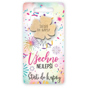 Niekupiony Kieszonkowy Obiekt Czterolistna Koniczynka Wszystkiego Najlepszego, Szczęście do kieszeni 6 x 12 cm