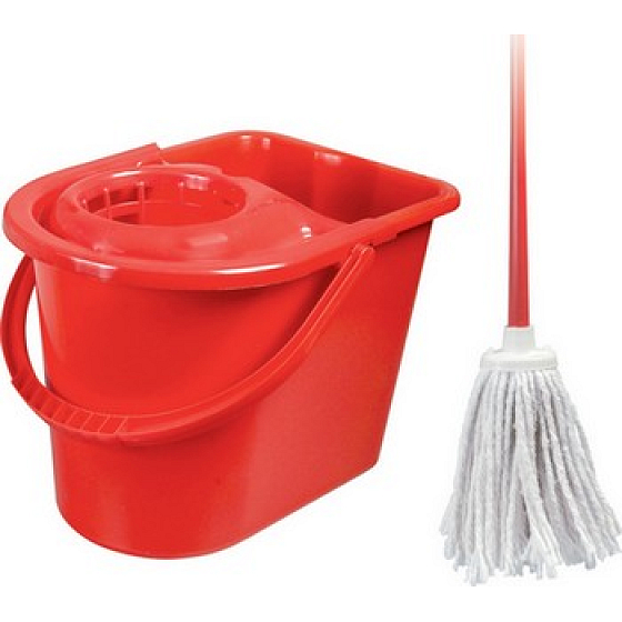 Spokar Úklidová souprava Cotton oválná, kbelík 14 l, ždímač, hůl, bavlněný mop 100 g