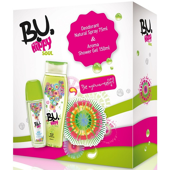 B.U. Hippy Soul parfémovaný deodorant sklo 75 ml + sprchový gel 250 ml, dárková sada pro ženy