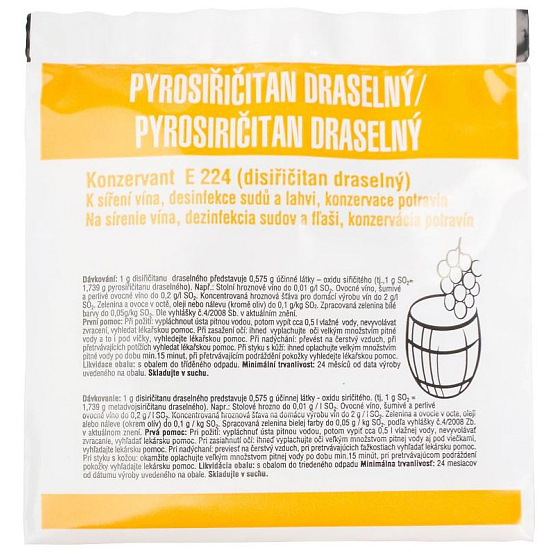 Kittfort Disiřičitan potasu E224 Pyrosulfit potasu pro potraviny - konzervant 10 g