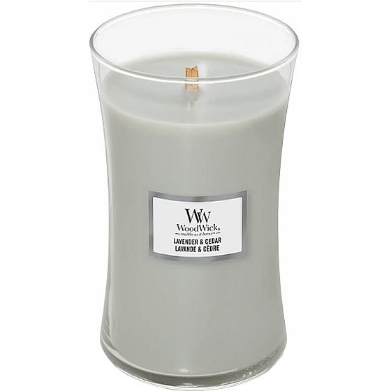 WoodWick Lavender & Cedar - Levandule a Cedr vonná svíčka s dřevěným knotem a víčkem sklo velká 609 g