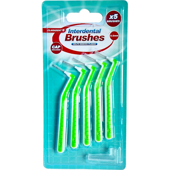 Claradent Interdental Brushes mezizubní kartáčky 0,5 mm zelené 5 kusů
