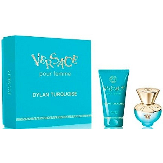 Versace Dylan Turquoise toaletní voda pro ženy 30 ml + tělový gel 50 ml, dárková sada pro ženy
