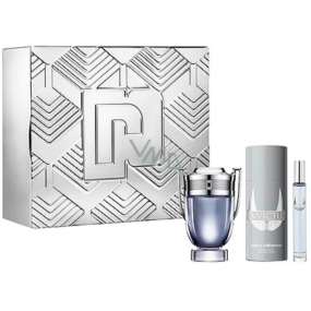 Paco Rabanne Invictus toaletní voda 100 ml + deodorant sprej 150 ml + toaletní voda 10 ml miniatura, dárková sada pro muže