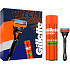 Gillette Fusion Sensitive gel na holení citlivá pleť 200 ml + Fusion pánský holicí strojek 1 kus + náhradní hlavice 1 kus, kosmetická sada pro muže