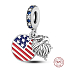 Zawieszka srebrna 925 USA flaga + orzeł, 2w1 charms do bransoletki podróż