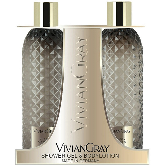 Vivian Gray Ylang i Wanilia luksusowy żel pod prysznic 300 ml + luksusowe mleczko do ciała 300 ml, zestaw kosmetyczny