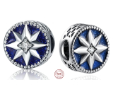 Zawieszka ze srebra 925 Gwiazda na niebieskim niebie, koralik do bransoletki kosmos