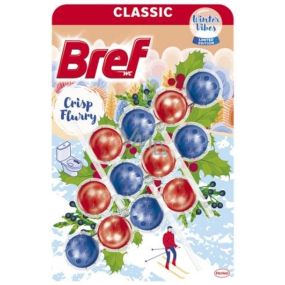 Bref Classic Crisp Flurry WC blok pro hygienickou čistotu a svěžest Vaší toalety, zbarvuje vodu, Mega pack limitovaná edice 3 x 50 g