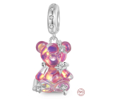 Zawieszka ze srebra 925 Sterlingowy Miś tęczowy fantastyczny sen, charms do bransoletki