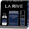 LA RIVE EXTREME STORY woda toaletowa 75 ml + dezodorant w sprayu 150 ml, zestaw prezentowy dla mężczyzn + Żel pod prysznic La Rive 2w1 Minie 250 ml DODATKOWO