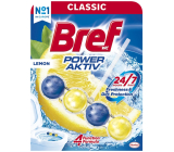 Bref Power Aktiv 4 Formuła Cytrynowa Blok WC dla higienicznej czystości i świeżości Twojej toalety, barwi wodę 51 g