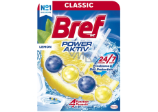 Bref Power Aktiv 4 Formuła Cytrynowa Blok WC dla higienicznej czystości i świeżości Twojej toalety, barwi wodę 51 g