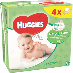 Huggies Natural Care vlhčené čisticí ubrousky 4 x 56 kusů Huggies Natural Care vlhčené čisticí ubrousky 4 x 56 kusů