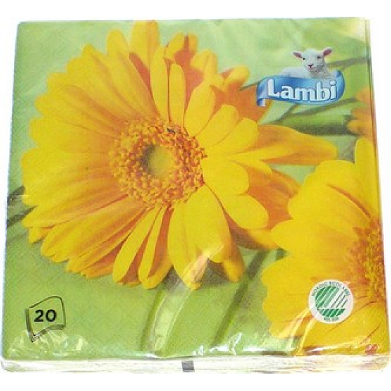 Lambi Papírové ubrousky 3 vrstvé 33 x 33 cm 20 kusů Velikonočví Gerbera
