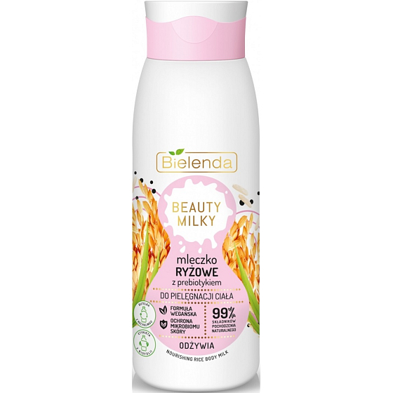 Bielenda Beauty Milky Rýžové mléko s probiotiky vyživující tělové mléko 400 ml