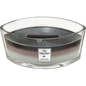 WoodWick Trilogy Mountain Air - Horský vzduch vonná svíčka s dřevěným širokým knotem a víčkem sklo loď 453 g