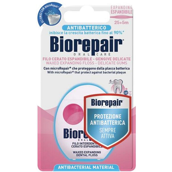 Biorepair Expanding woskowana nić dentystyczna, płaska 30 m