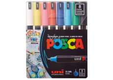 Posca Uniwersalny zestaw markerów akrylowych 0,7 - 1 mm Kolory podstawowe 8 sztuk PC-1MR