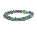 Anyolit / Rubin w Zoisicie bransoletka elastyczna naturalny kamień, kuleczka 8 mm / 16 - 17 cm, ułatwia w okresie smutku