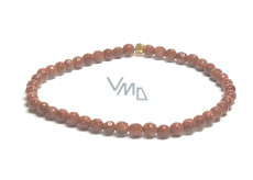Goldstone złoty fasetowany bransoletka elastyczna, kuleczka 4 mm / 16 - 17 cm, kamień ambicji