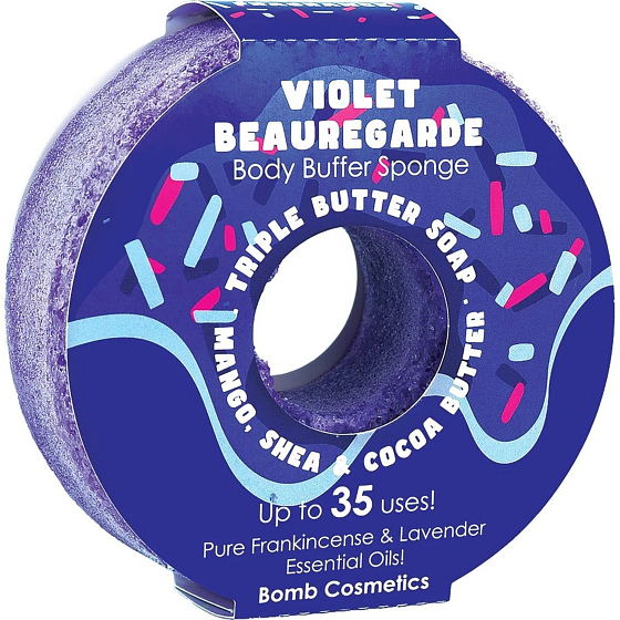 Bomb Cosmetics Violet Beauregarde Donut přírodní sprchová masážní koupelová houba s vůní 165 g