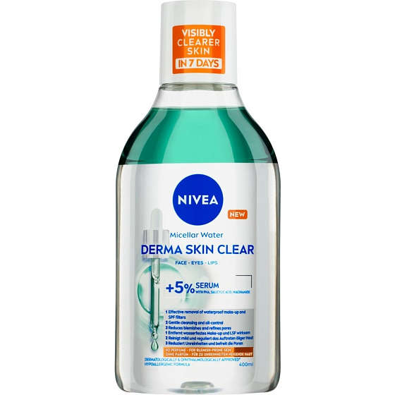Nivea Derma Skin Clear micelární voda 400 ml