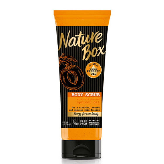 Nature Box Meruňka Vitamínový antioxidant tělový peeling se 100% za studena lisovaným olejem, vhodné pro vegany 200 ml