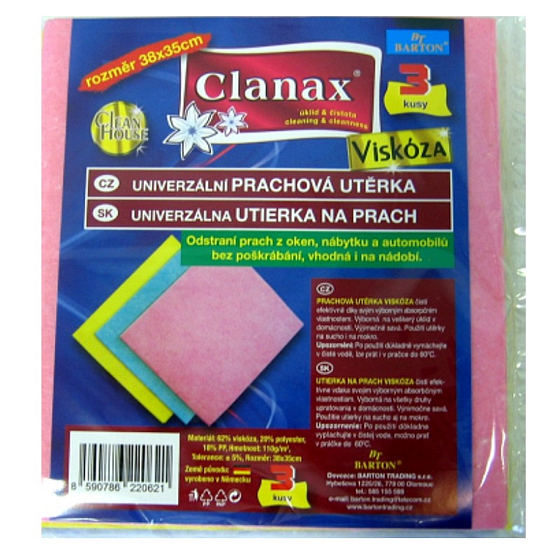 Clanax Uniwersalna ściereczka wiskozowa 38 x 35 cm 3 sztuki