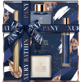 Grace Cole Golden Embers & Cashmere vonná svíčka 75 g + difuzér 50 ml + tyčinky do difuzéru 10 kusů + prostorový parfém 15 ml, dárková sada pro ženy